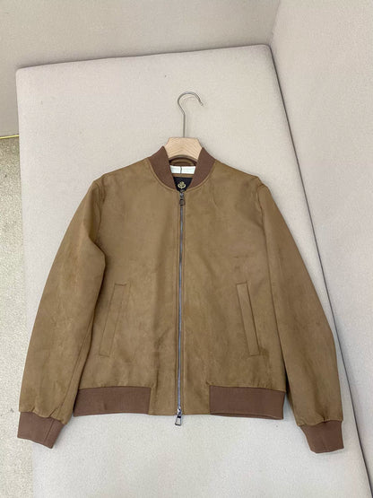 LP Italian Suede Baseball Collar Airplane Jacket Men's Versatile Casual Jacket