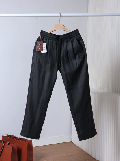 LP Italy 25ss comfortable and breathable Tencel linen drawstring trousers men's straight casual trousers