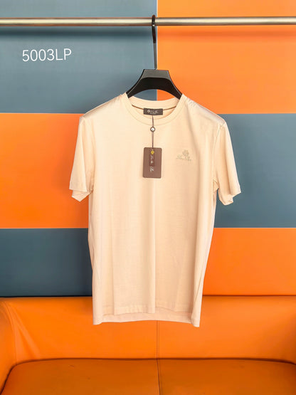 LP Italy 25ss solid color embroidered mercerized cotton comfortable breathable round neck casual short-sleeved T-shirt