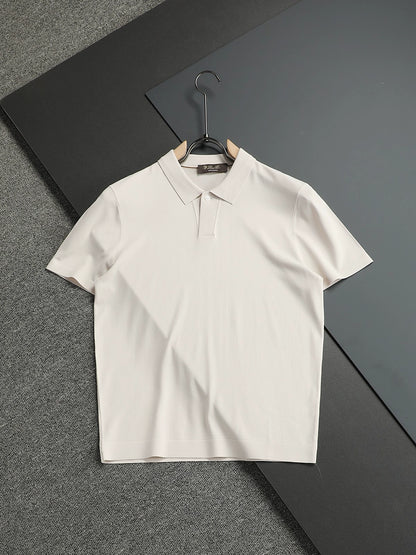 LP Italy 25ss Solid Color Ilite Lapel Casual Knitted Short Sleeve Polo Shirt