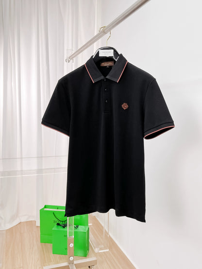 LP Italy 25ss pearl cotton breathable lapel casual short-sleeved polo shirt