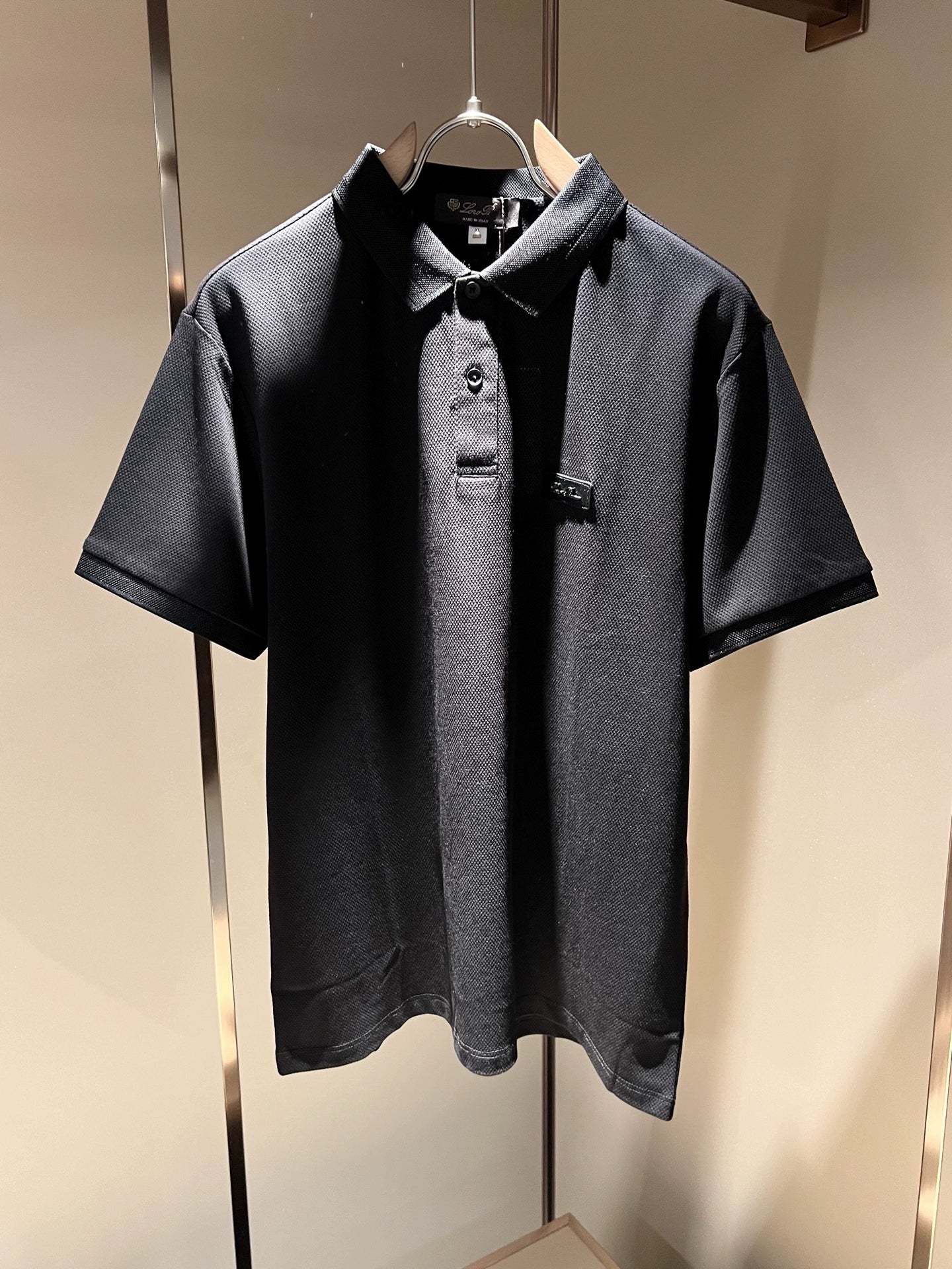 LP Italy 25ss simple pearl cotton men's casual lapel polo shirt short sleeve