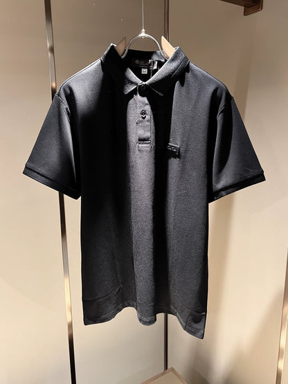 LP Italy 25ss simple pearl cotton men's casual lapel polo shirt short sleeve