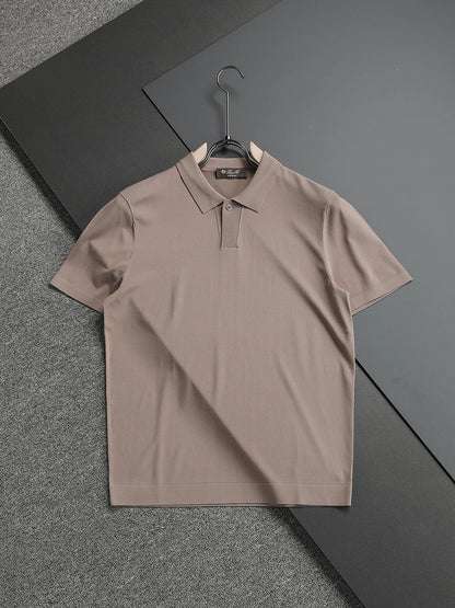 LP Italy 25ss Solid Color Ilite Lapel Casual Knitted Short Sleeve Polo Shirt
