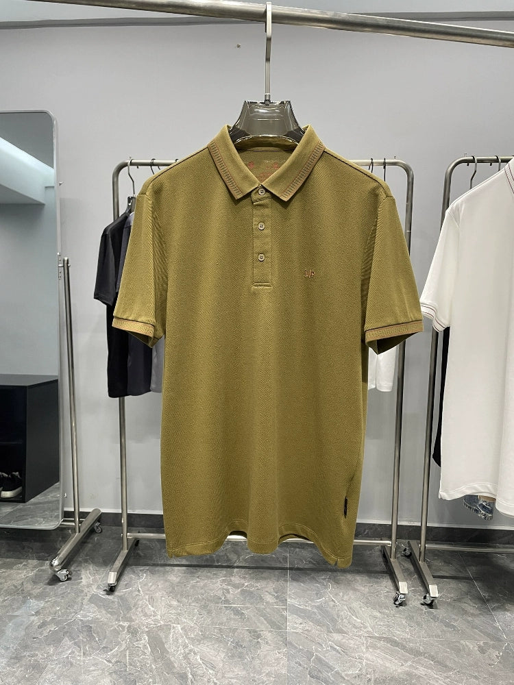 LP Italy 25ss business pearl cotton lapel casual short-sleeved polo shirt