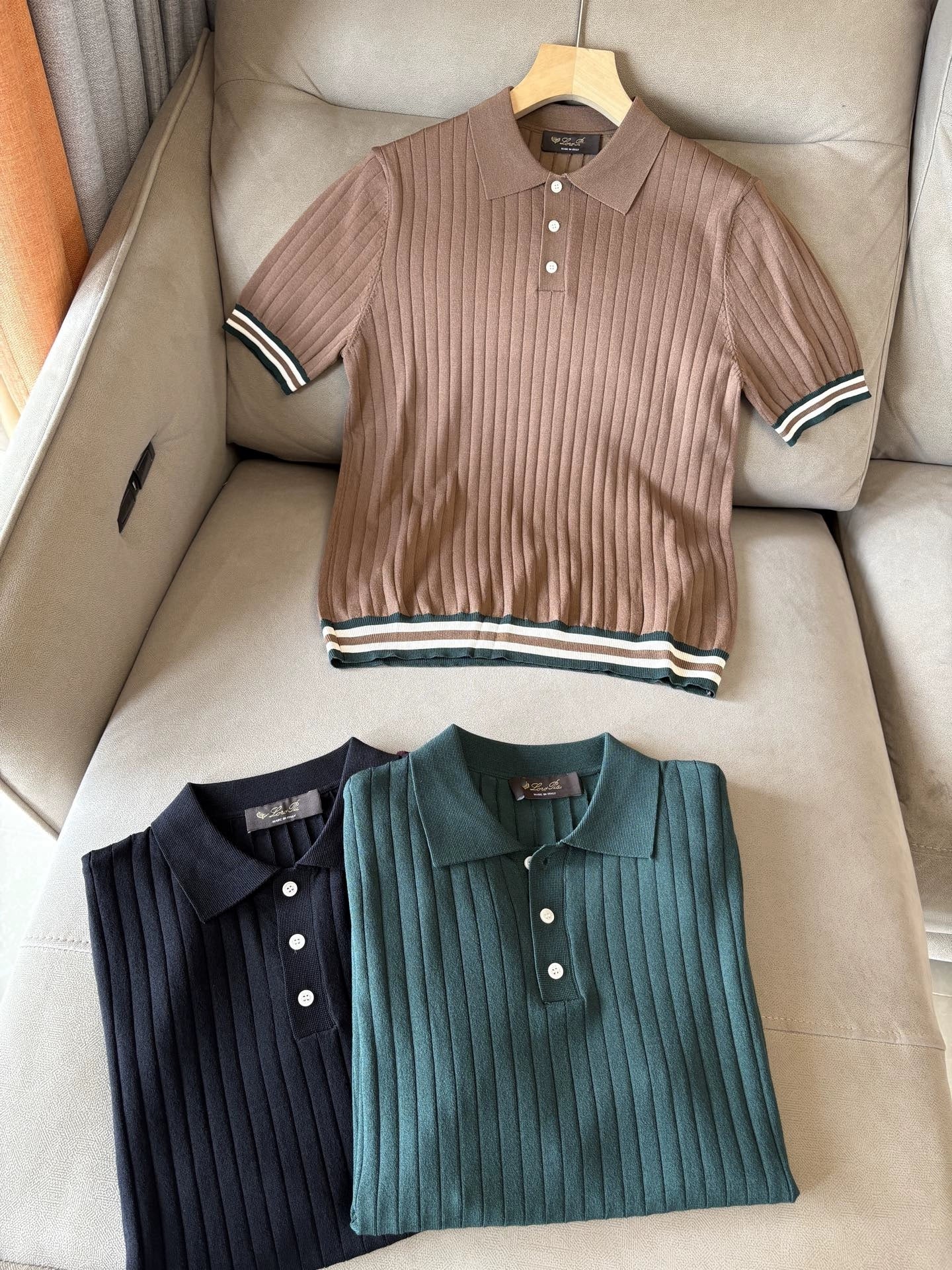 LP Italy 25ss business lapel knitted sweater men's casual polo shirt short sleeve