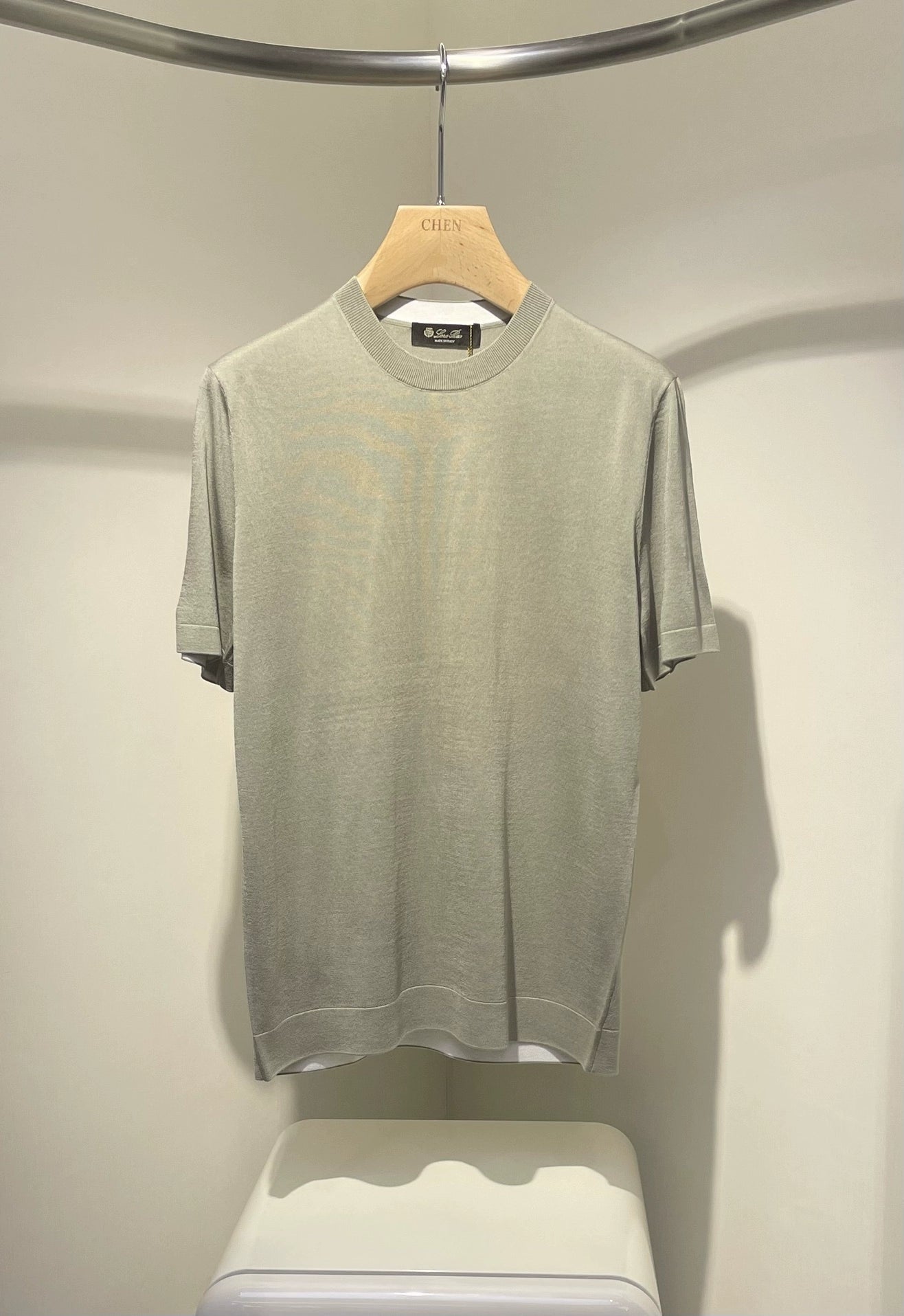 LP Italy 25ss Solid Color Comfortable Crew Neck Knitted Sweater Men's Casual Short Sleeve T-Shirt