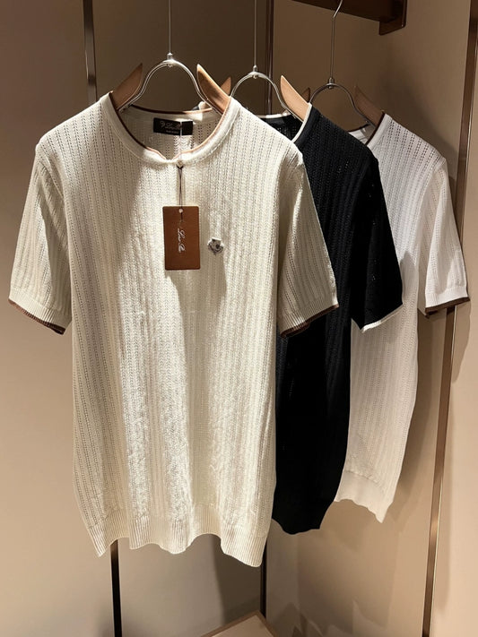 LP Italy 25ss comfortable breathable knitted sweater men's casual short-sleeved T-shirt