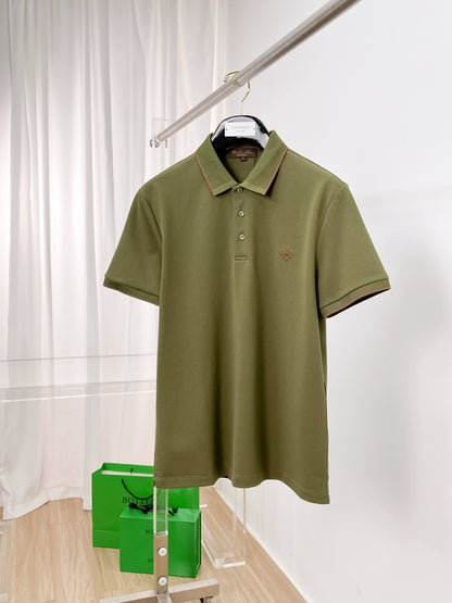 LP Italy 25ss pearl cotton breathable lapel casual short-sleeved polo shirt