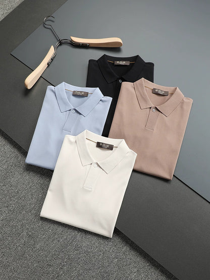LP Italy 25ss Solid Color Ilite Lapel Casual Knitted Short Sleeve Polo Shirt