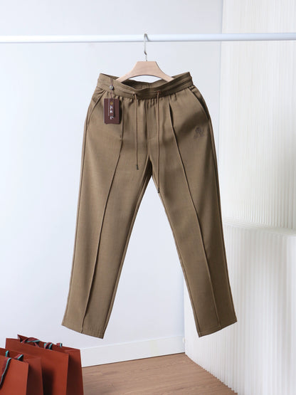 LP Italian 25ss linen drawstring straight men's breathable casual trousers