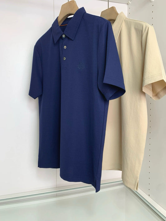 LP Italy 25ss simple business fashion embroidered lapel men's casual short-sleeved polo shirt