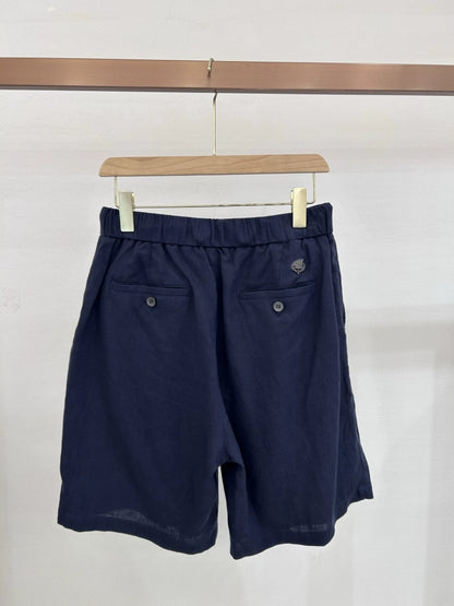 LP Italy 25ss comfortable breathable drawstring straight cotton and linen five-point pants casual shorts