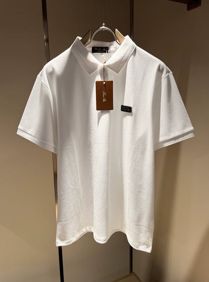 LP Italy 25ss simple pearl cotton men's casual lapel polo shirt short sleeve