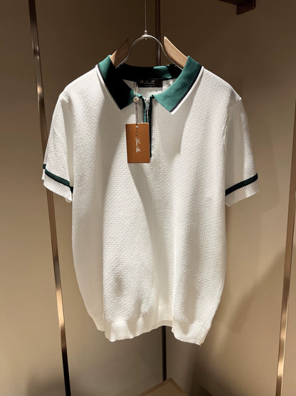 LP Italy 25ss comfortable lapel zipper knitted polo shirt men's casual short sleeves