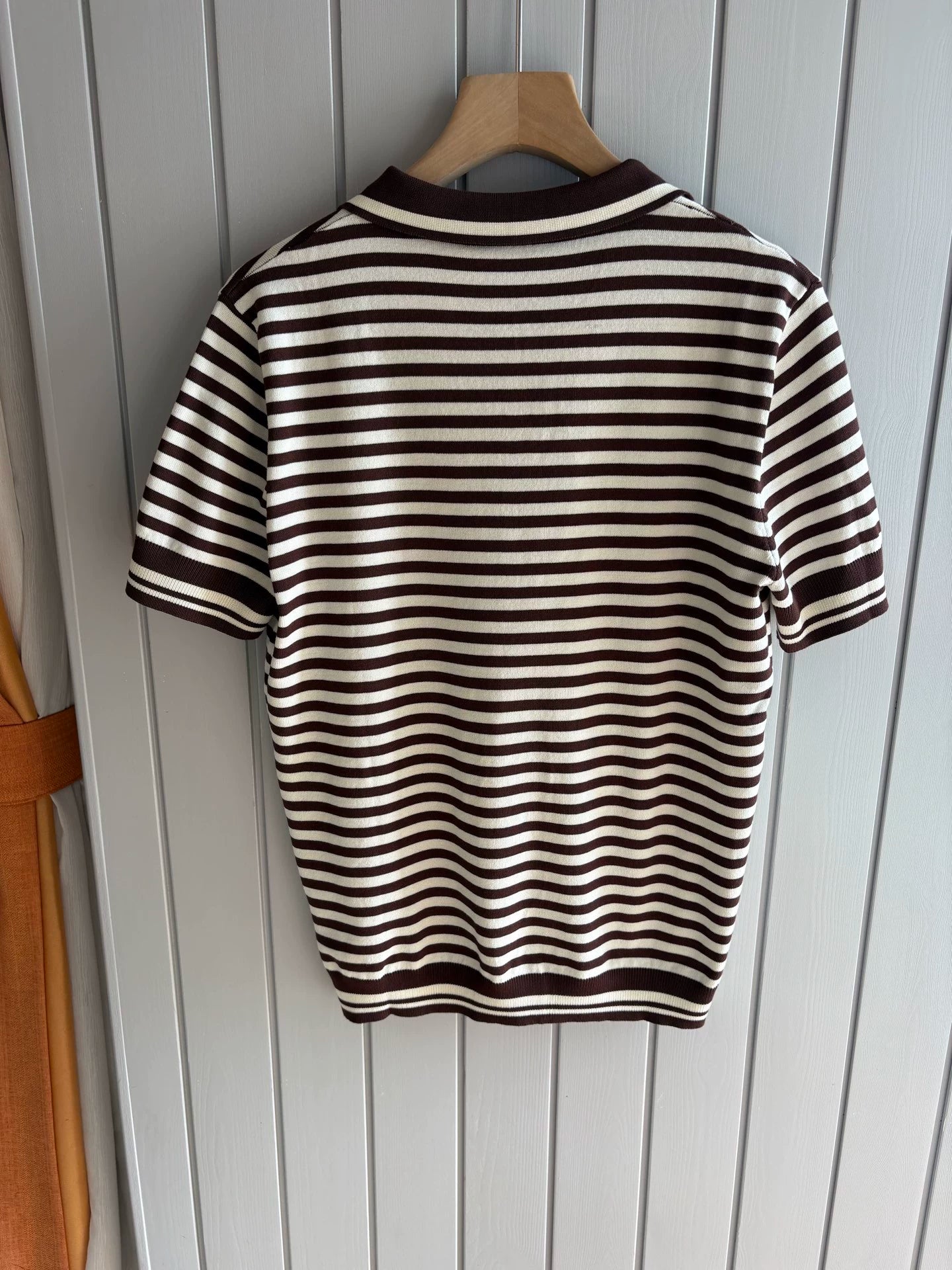 LP Italy 25ss striped V lapel knitted sweater men's casual short-sleeved polo shirt