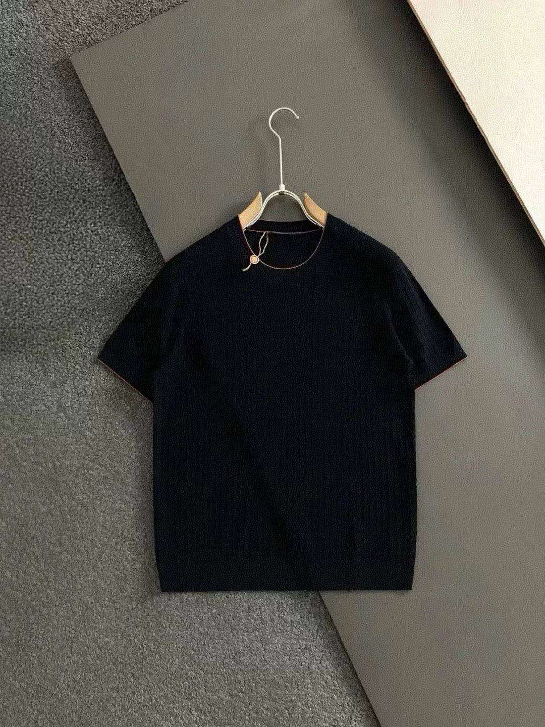 LP Italy 25ss solid color round neck Ilite knitted sweater men's casual short-sleeved T-shirt