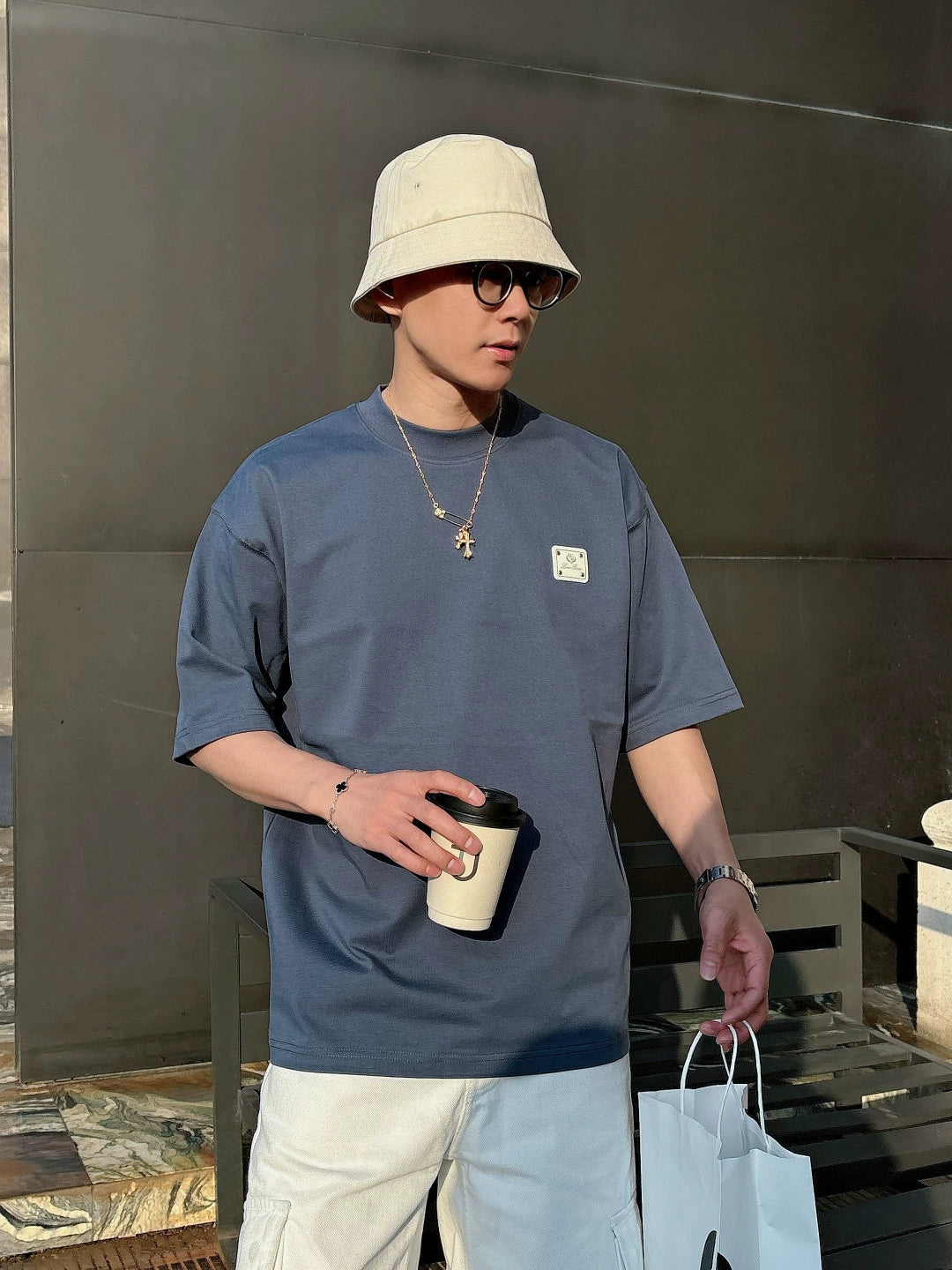 LP Italy 25ss cotton comfortable round neck half sleeve men's casual short sleeve T-shirt