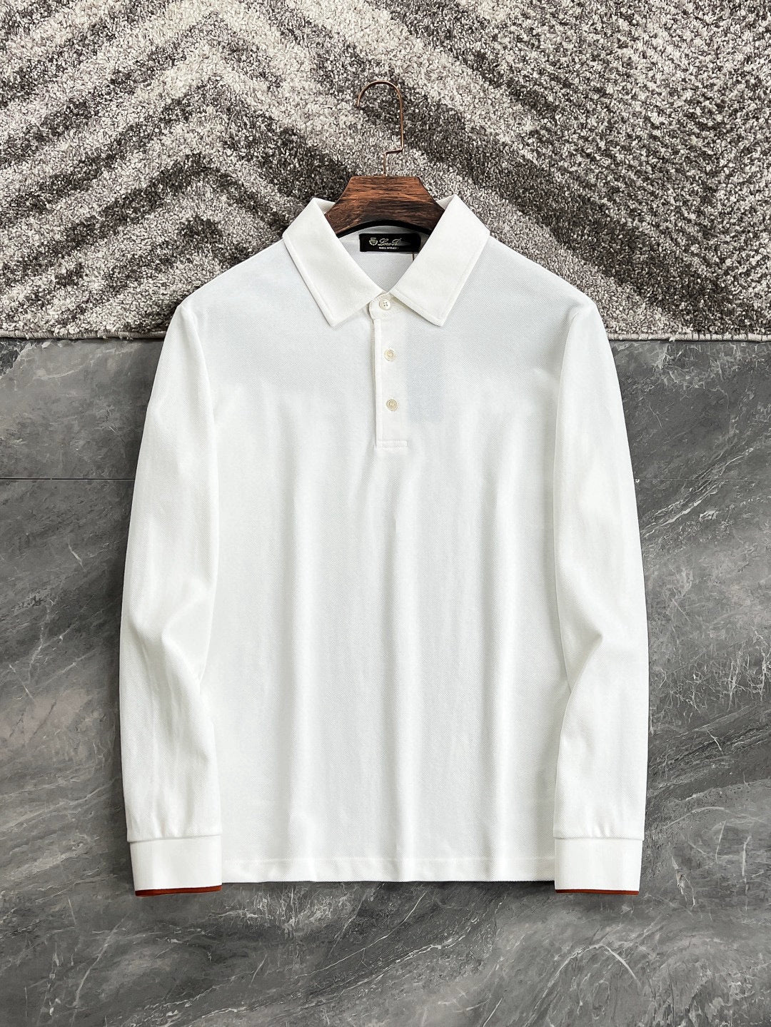 LP Italy 25ss simple business pearl cotton lapel men's casual long-sleeved polo shirt