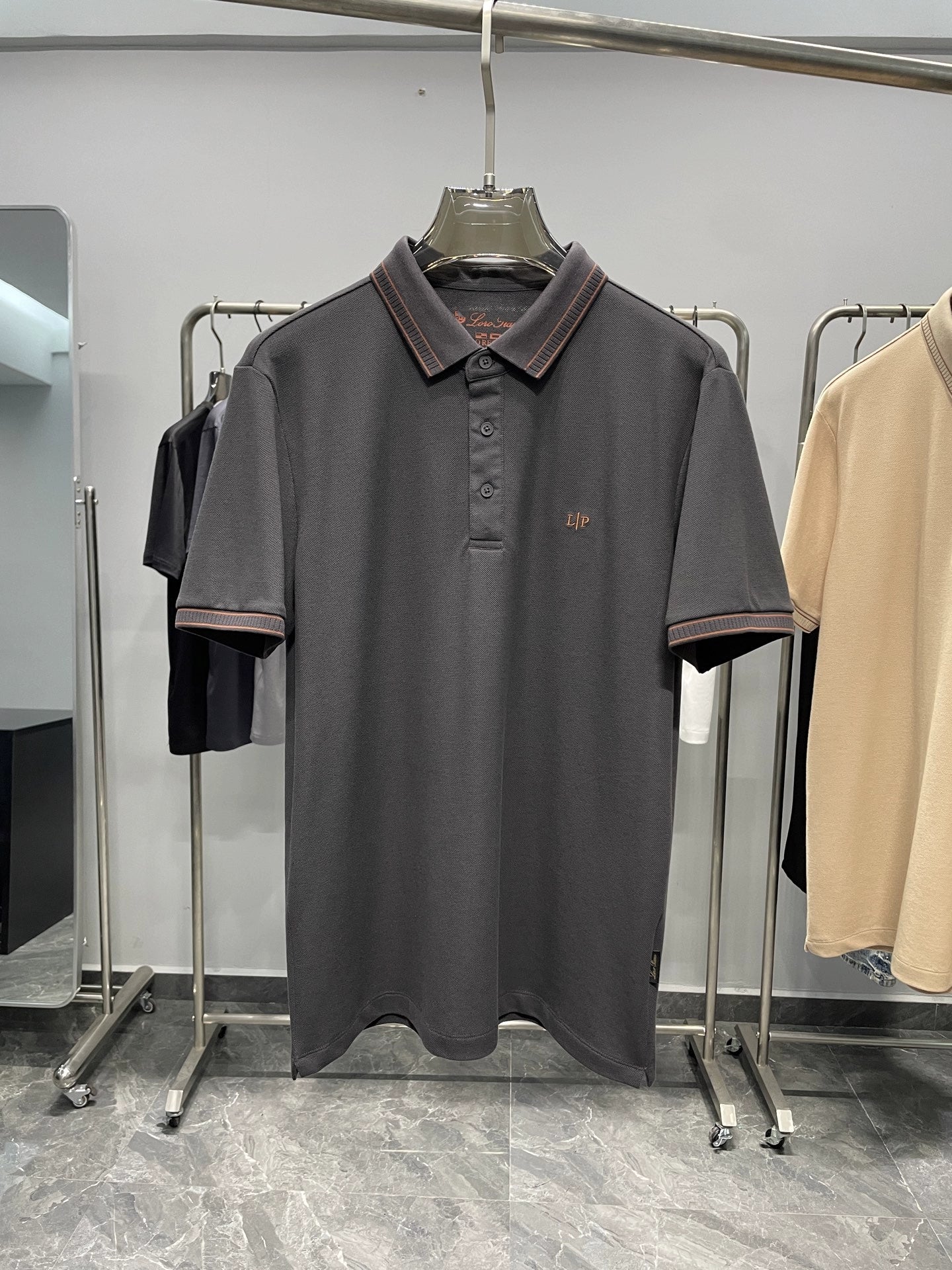 LP Italy 25ss business pearl cotton lapel casual short-sleeved polo shirt