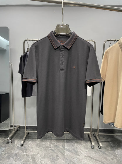 LP Italy 25ss business pearl cotton lapel casual short-sleeved polo shirt