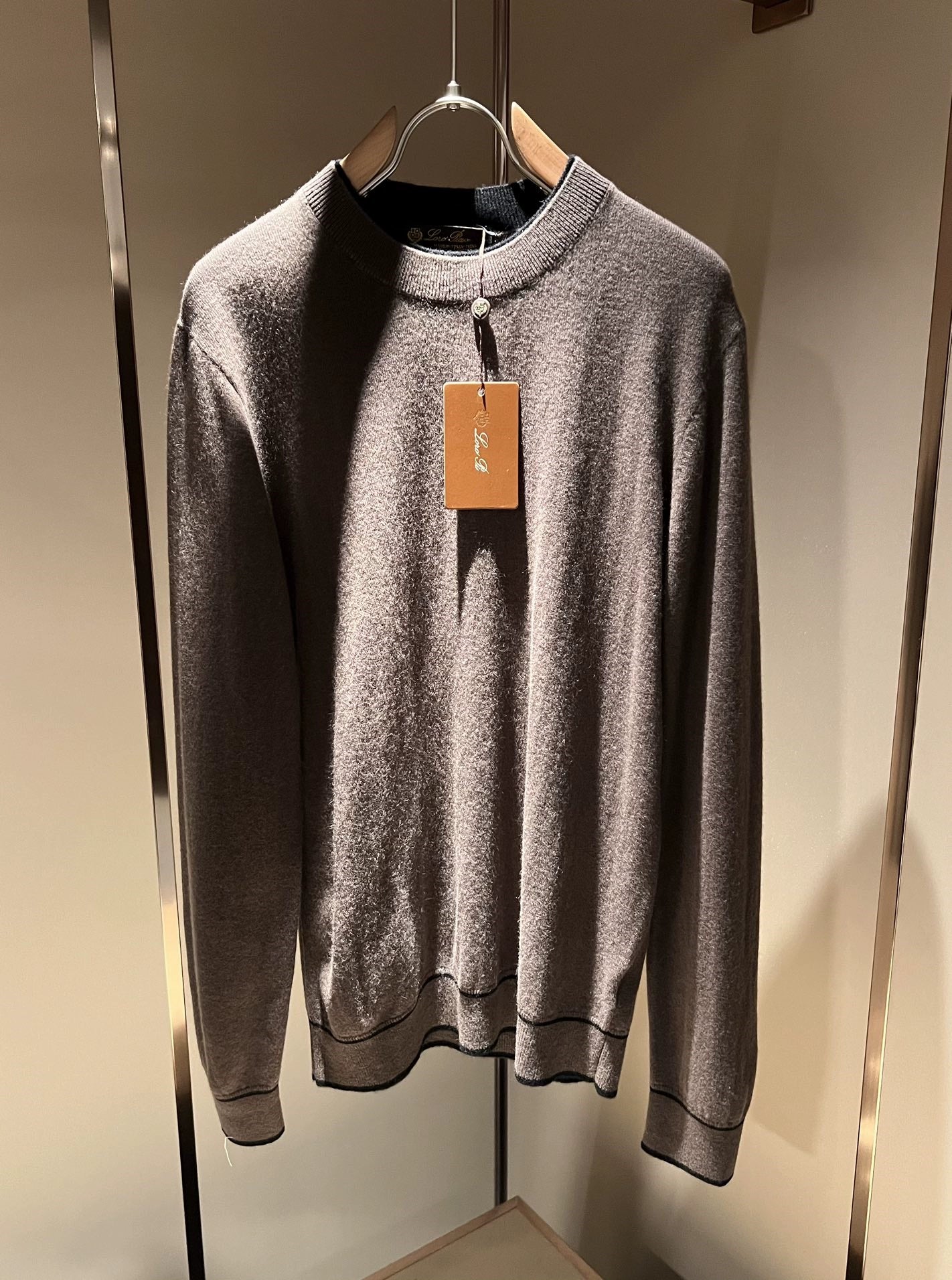 LP Italian thermal crew neck knitted wool sweater men's casual long-sleeved sweater