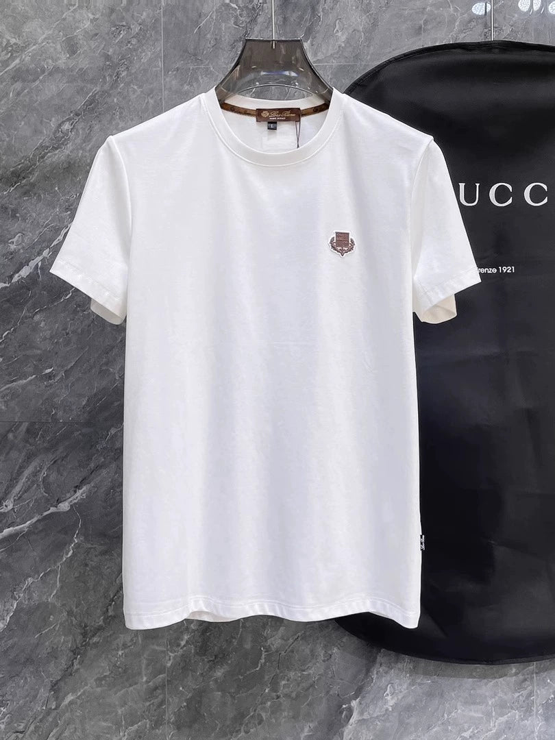 LP Italy 25ss Versatile Comfortable Breathable Crew Neck Bottom Shirt Casual Short Sleeve T-Shirt