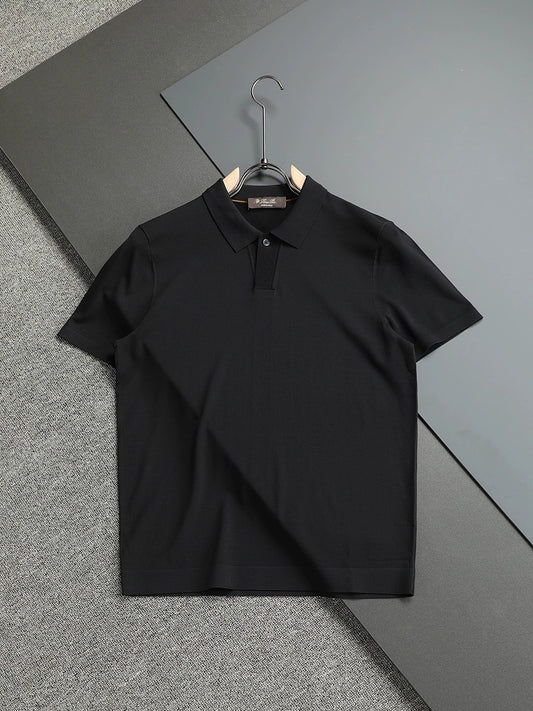 LP Italy 25ss Solid Color Ilite Lapel Casual Knitted Short Sleeve Polo Shirt