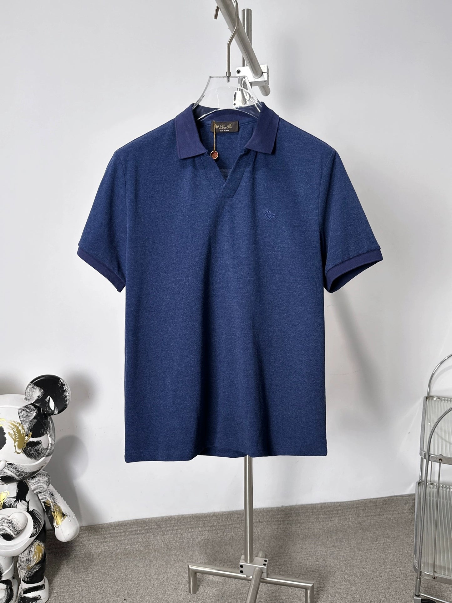 LP Italy 25ss business fashion comfortable men's casual V lapel polo shirt short sleeve