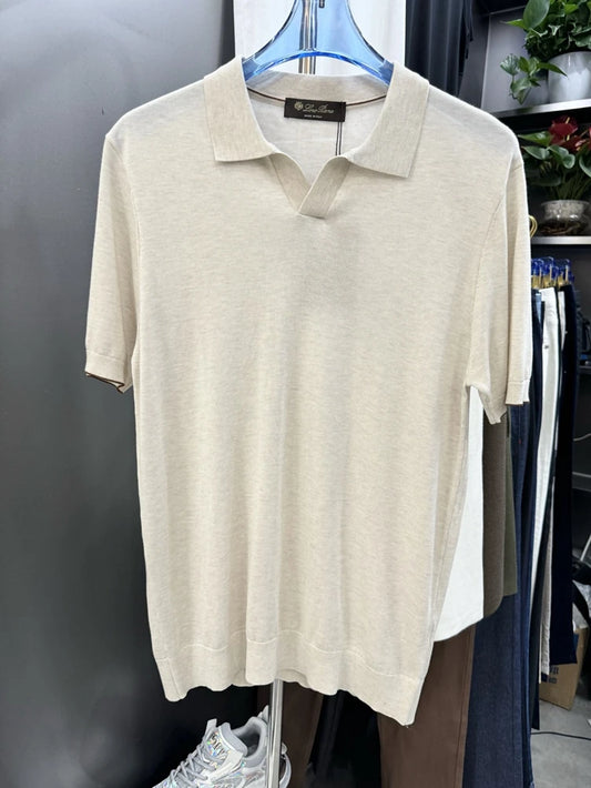 LP old money wind knitted business casual lapel short-sleeved T-shirt POLO shirt
