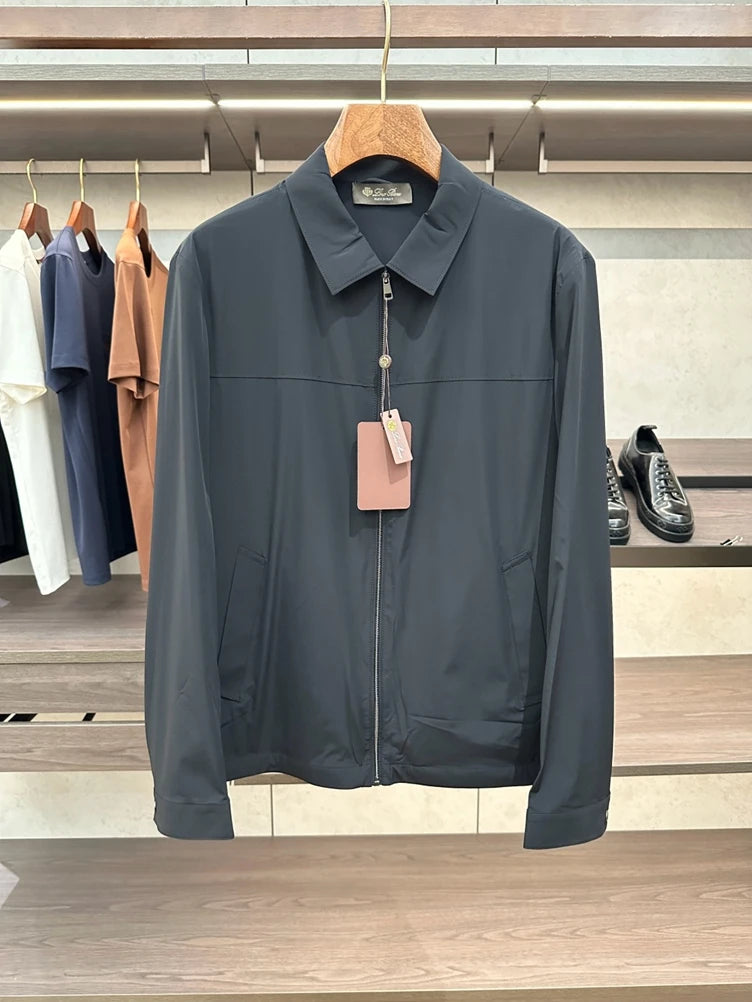 LP Italian business casual lapel old money style simple zipper sunscreen jacket