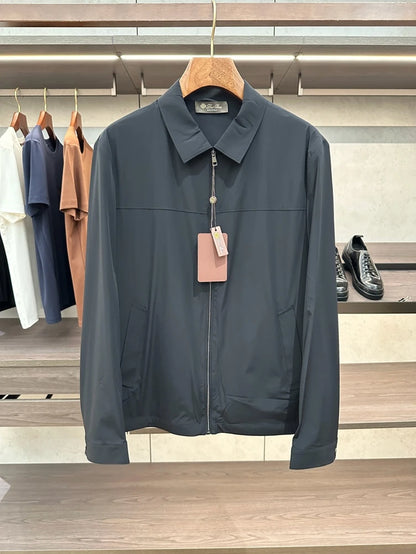LP Italian business casual lapel old money style simple zipper sunscreen jacket