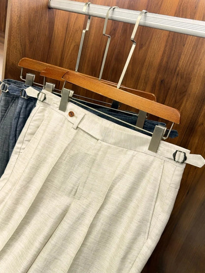LP Italian old money style summer linen tencel straight minimalist business casual trousers