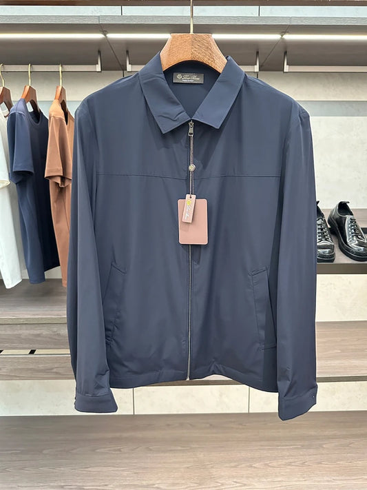 LP Italian business casual lapel old money style simple zipper sunscreen jacket