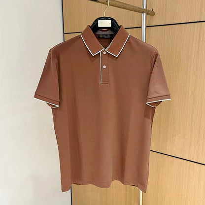 LP Italian solid color business casual lapel short-sleeved breathable POLO shirt