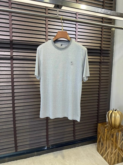 BC Summer Combed Cotton Breathable Contrast Color Crew Neck Casual Old Money Wind Short Sleeve T-Shirt