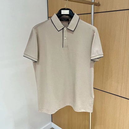LP Italian solid color business casual lapel short-sleeved breathable POLO shirt