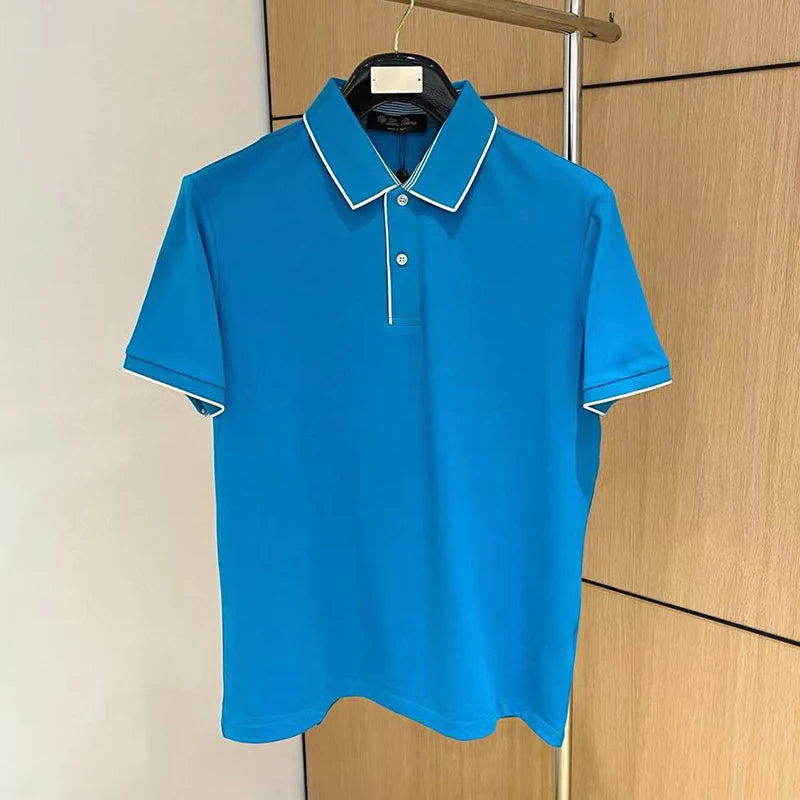 LP Italian solid color business casual lapel short-sleeved breathable POLO shirt