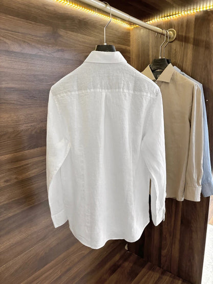[Old Qian Feng Linen Shirt] BC Italian Style Summer Men's Breathable Business Casual Long Sleeve Shirt Jacket