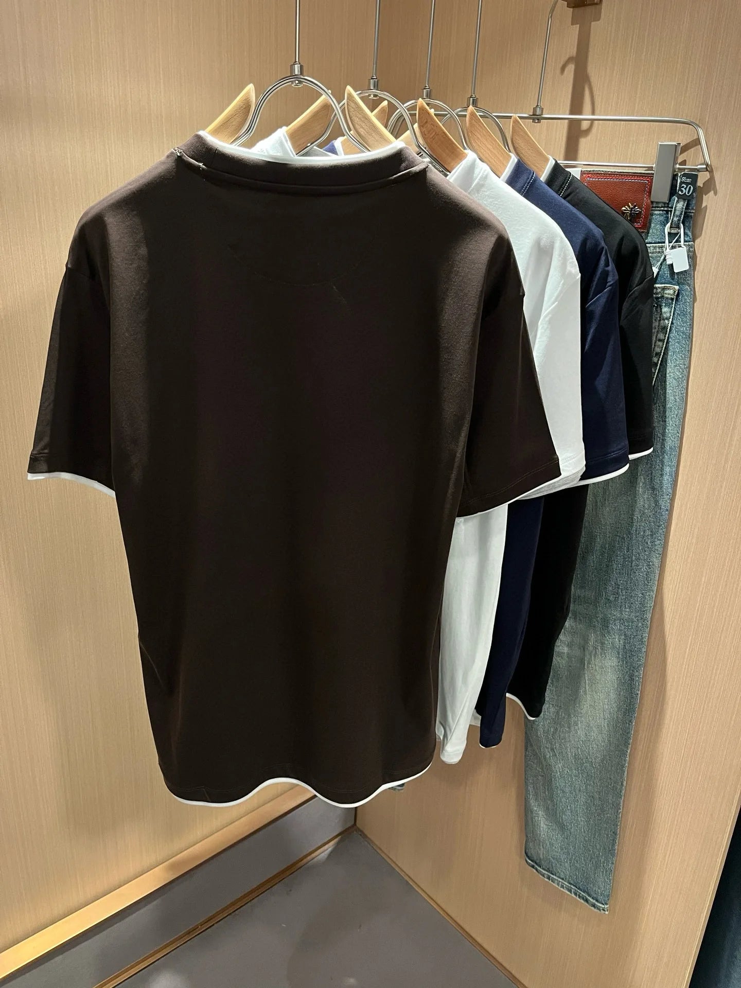 BC Italy 25ss long-staple cotton breathable fake two-piece casual old money wind short-sleeved T-shirt