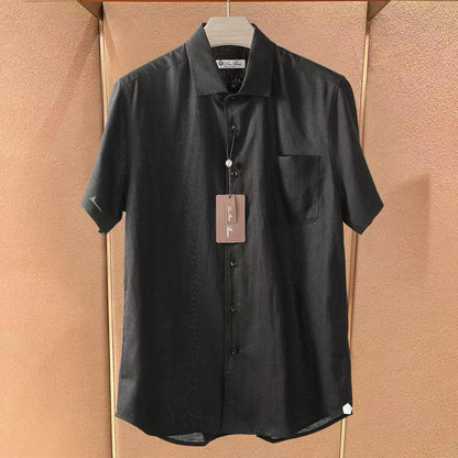LP Italian Pocket Linen Casual Short Sleeve Breathable Shirt