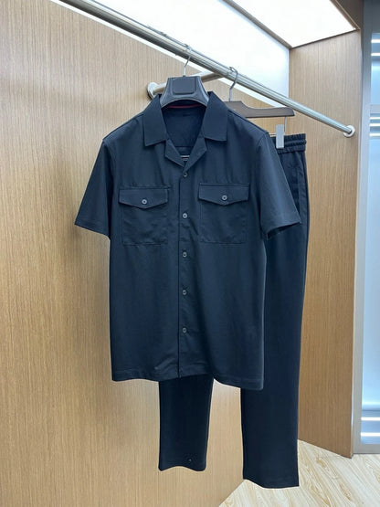 قميص Kiton 25ss old money wind lapel سترة مستقيمة وبنطال مطاطي بدلة كاجوال 