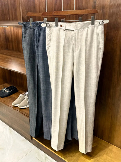 LP Italian old money style summer linen tencel straight minimalist business casual trousers