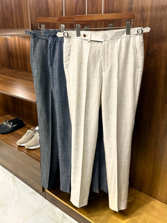 LP Italian old money style summer linen tencel straight minimalist business casual trousers