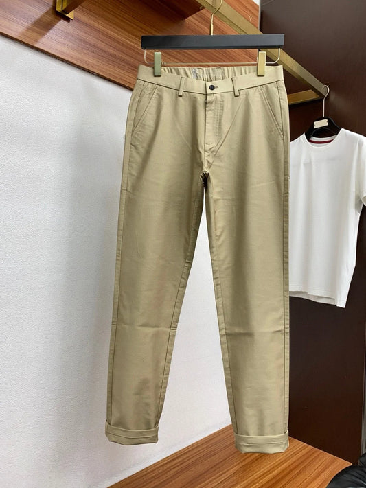 بنطلون كاجوال BC old money wind 25ss slim-fit مطرز صغير مستقيم بسيط بلون سادة 
