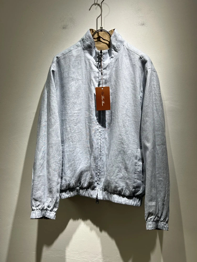 LP Italian linen fabric double-sided wear stand-up collar old money wind casual windproof jacket