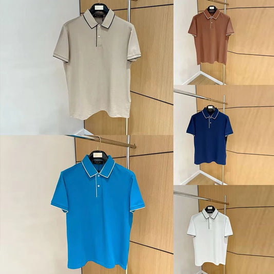 LP Italian solid color business casual lapel short-sleeved breathable POLO shirt