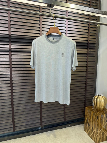 BC Summer Combed Cotton Breathable Contrast Color Crew Neck Casual Old Money Wind Short Sleeve T-Shirt