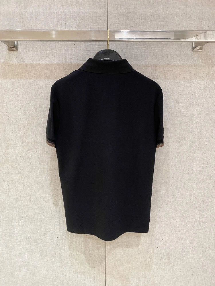 Italian LP old money style high-end business solid color casual cotton short-sleeved Polo shirt men's