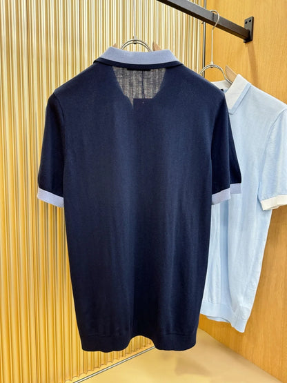 قميص بولو كاجوال بأكمام قصيرة وسحاب نصفي من Kiton 25ss 